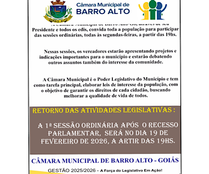 Retorno das atividades legislativas
